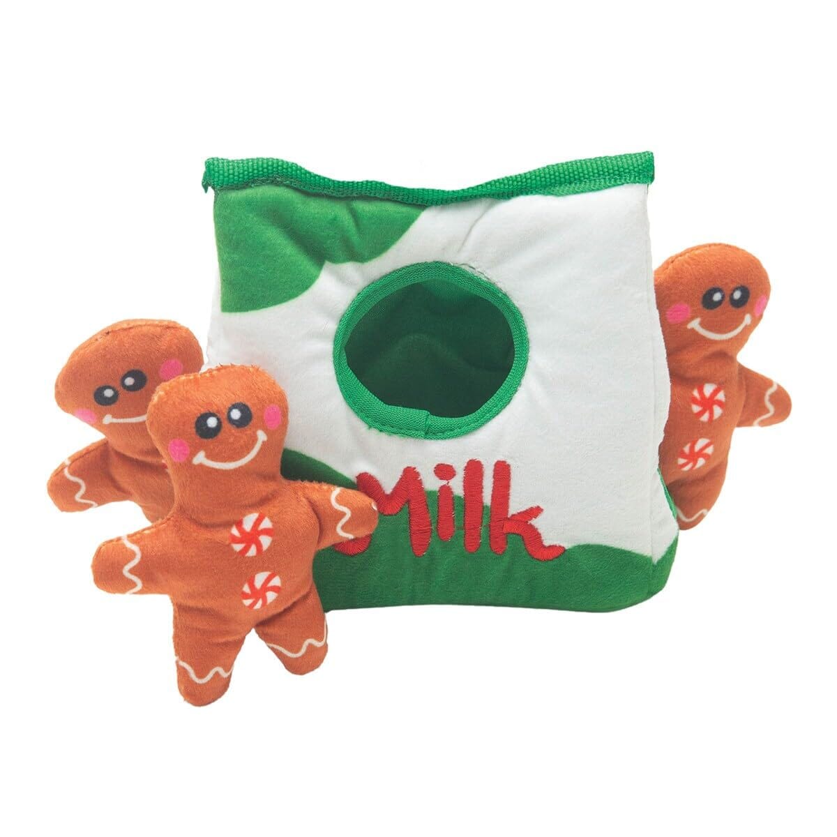 Snugarooz Holiday Hide-and-Seek Milk and Cookies Burrow 4-in-1 Squeak and Crinkle Plush Dog Toy - 6 Inch Default Title