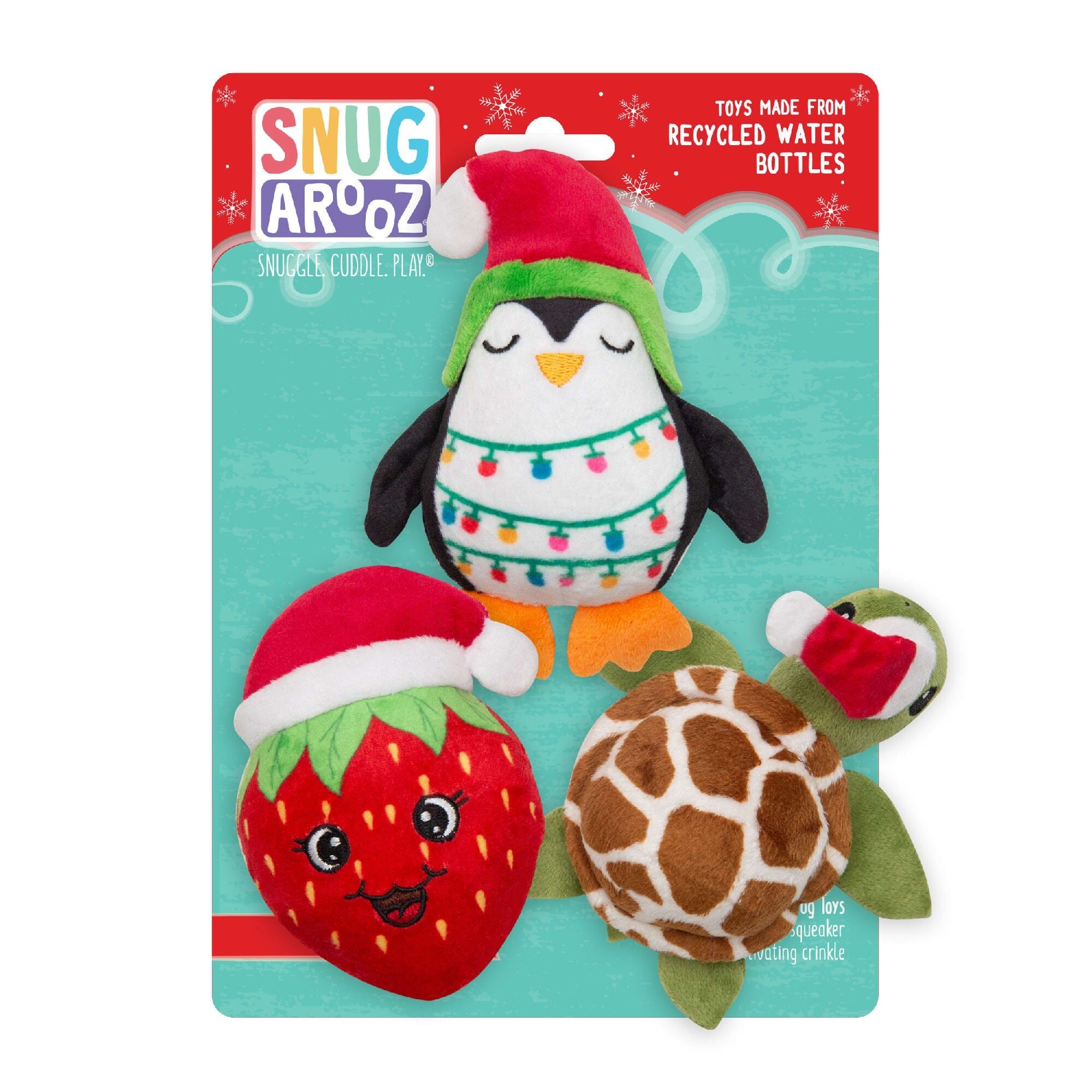 Snugarooz Holiday Shelldon Berry and Penguin Christmas Fun Pack Squeak and Crinkle Plush Dog Toys - 3 Pack Default Title