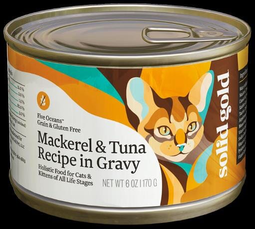 Solid Gold Five Oceans Grain Free Mackerel & Tuna in Gravy Recipe Canned Cat Food  