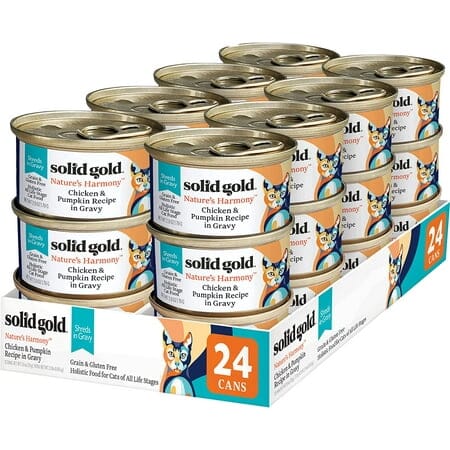 Solid Gold Nature's Harmony Grain-Free Chicken Shreds in Pumpkin Gravy Canned Cat Food - 3 Oz - Case of 24