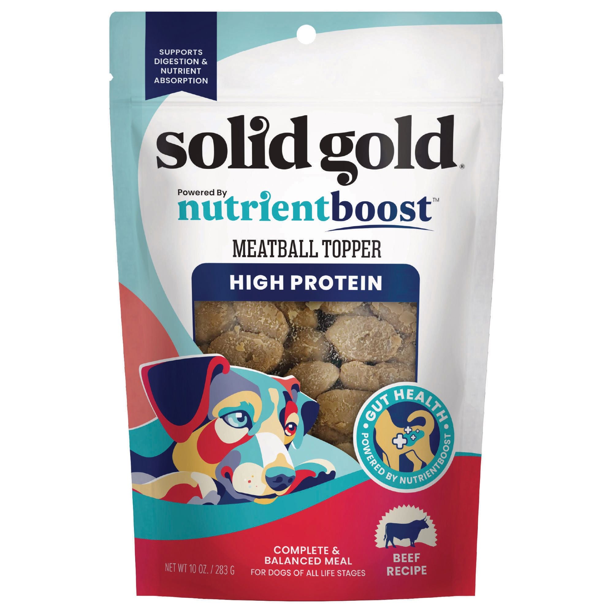 Solid Gold NutrientBoost Gut Health Beef Meatball Dog Food Topper or Treat - 10.5 Oz - Case of 3 Default Title