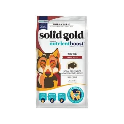 Solid Gold NutrientBoost Wolf King Gut Health Bison Brown Rice and Sweet Potato Large-Breed Adult Dry Dog Food 11 Pounds