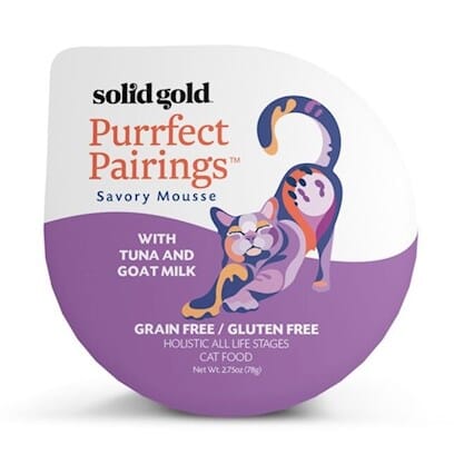 Solid Gold Purrfect Pairings Savory Mousse with Tuna and Goat Milk Wet Cat Food Tray - 2.75 Oz - Case of 18