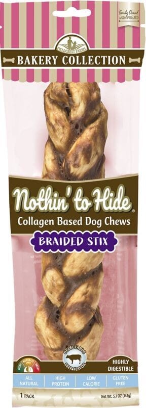 SPOT Nothin' To Hide Braided Beef Flavored Collagen Stix Natural Dog Chews Large - 9 Inch
