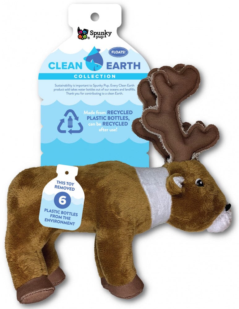 Spunky Pup Clean Earth Collection Caribou Squeak and Plush Dog Toy - Small