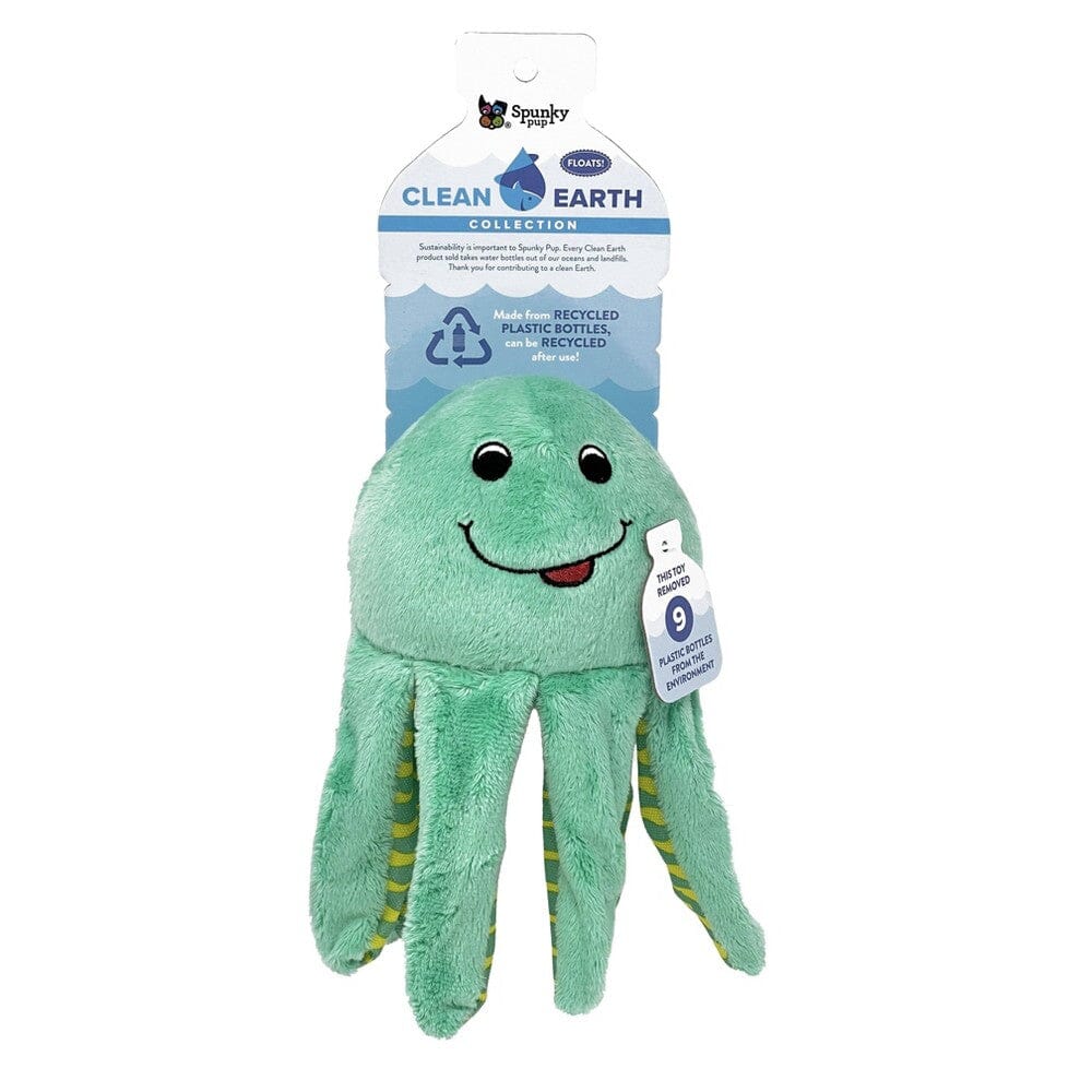 Spunky Pup Clean Earth Collection Octopus Squeak and Plush Dog Toy - Large