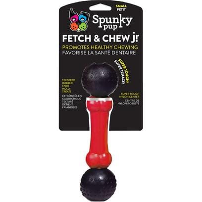 Spunky Pup Fetch and Chew Bone and Ball Durable Rubber Dog Toy - Small