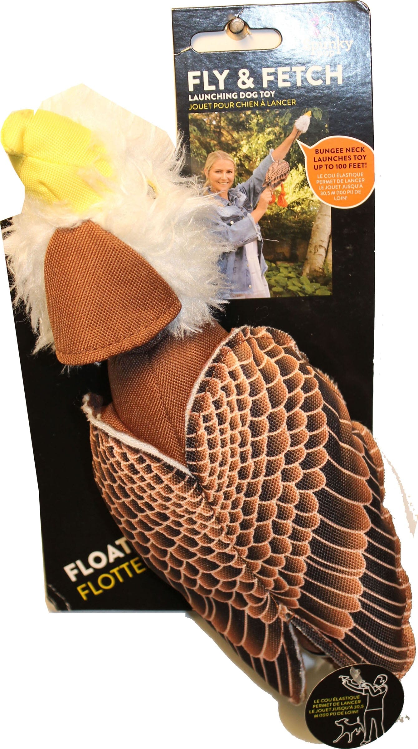 Spunky Pup Fly and Fetch Eagle Plush and Float Rope Flinging Dog Toy