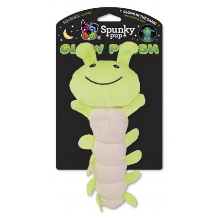 Spunky Pup Glow In the Dark Caterpillar Squeak and Plush Dog Toy - Large