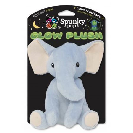 Spunky Pup Glow In the Dark Elephant Squeak and Plush Dog Toy - Small
