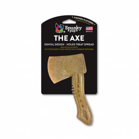 Spunky Pup The Axe Chicken Flavored Dental Textured Nylon Durable Fetch Dog Toy - Small