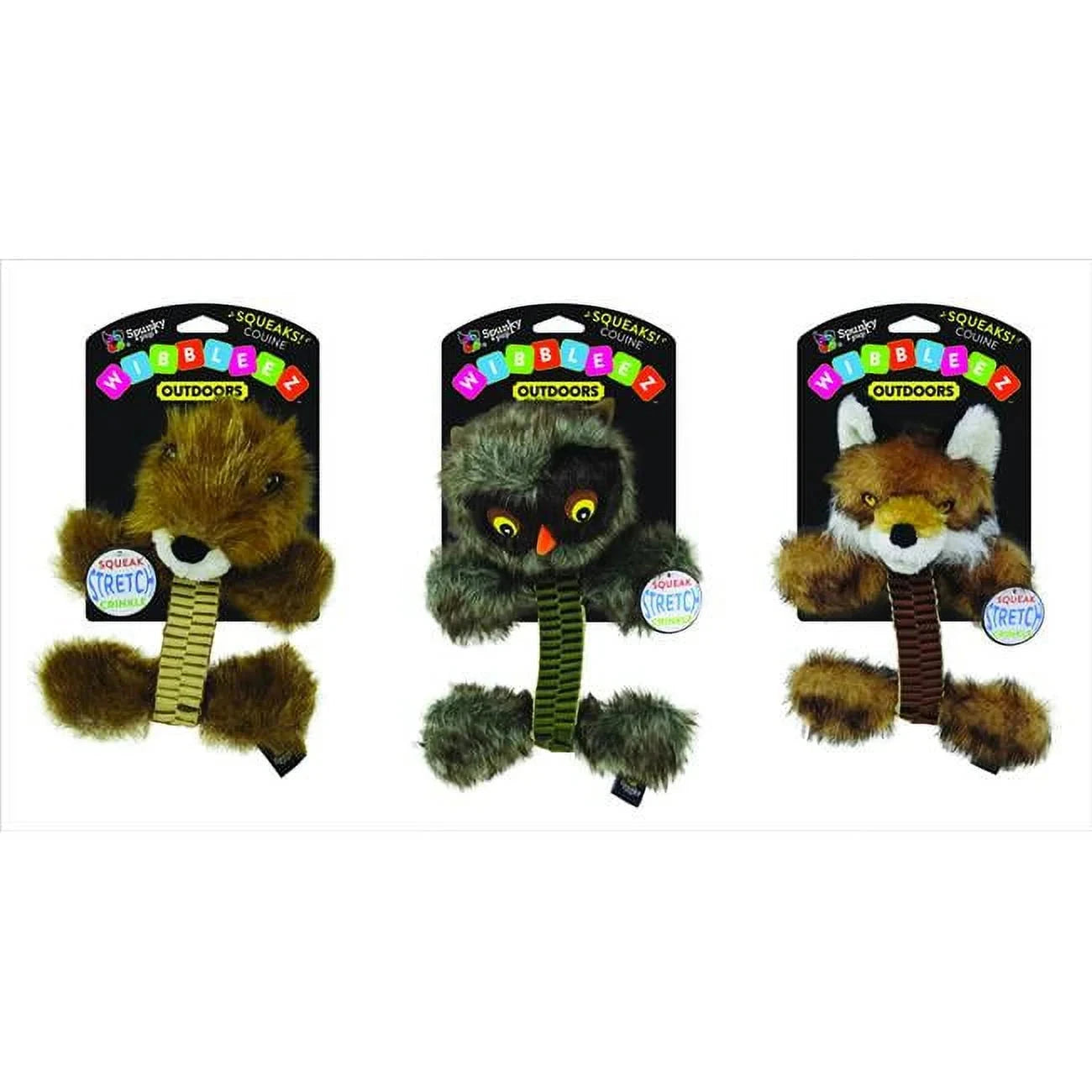Spunky Pup Wibbleez Stretch Squeak and Plush Nylon Dog Toy