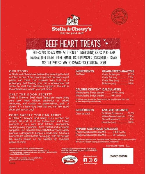 Stella & Chewy's Beef Hearts Freeze Dried Dog Treats - 3 Oz