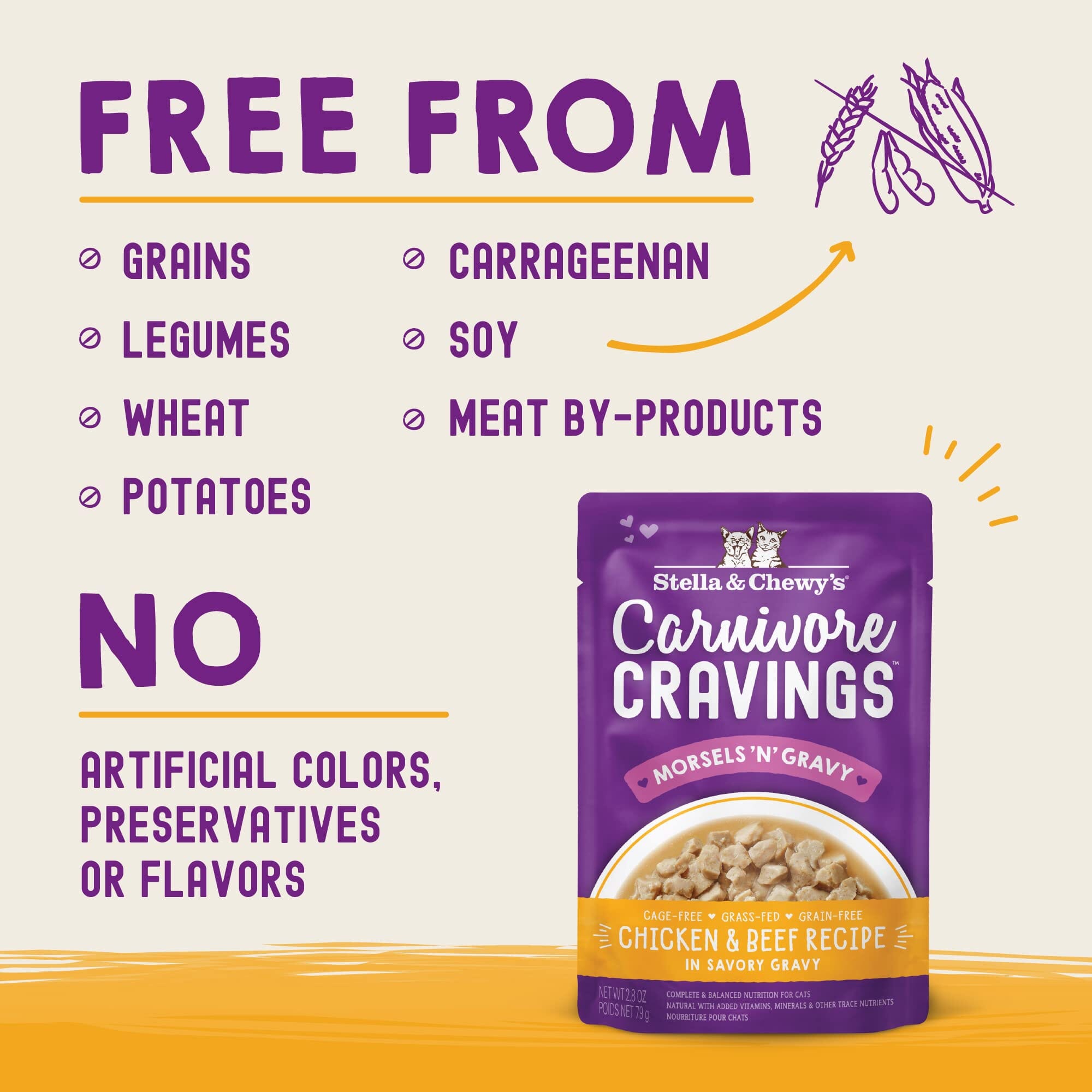 Stella & Chewy's Carnivore Cravings Morsals N' Gravy Chicken and Beef Wet Cat Food Pouch - 2.8 Oz - Case of 24