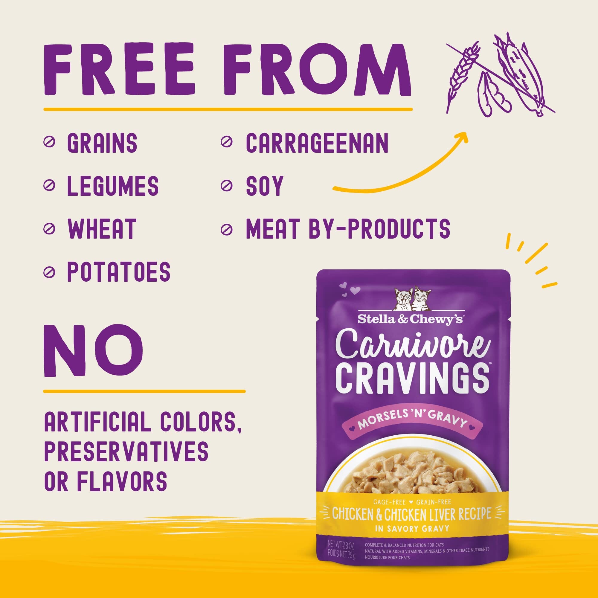 Stella & Chewy's Carnivore Cravings Morsals N' Gravy Chicken and Liver  Wet Cat Food Pouch - 2.8 Oz - Case of 24