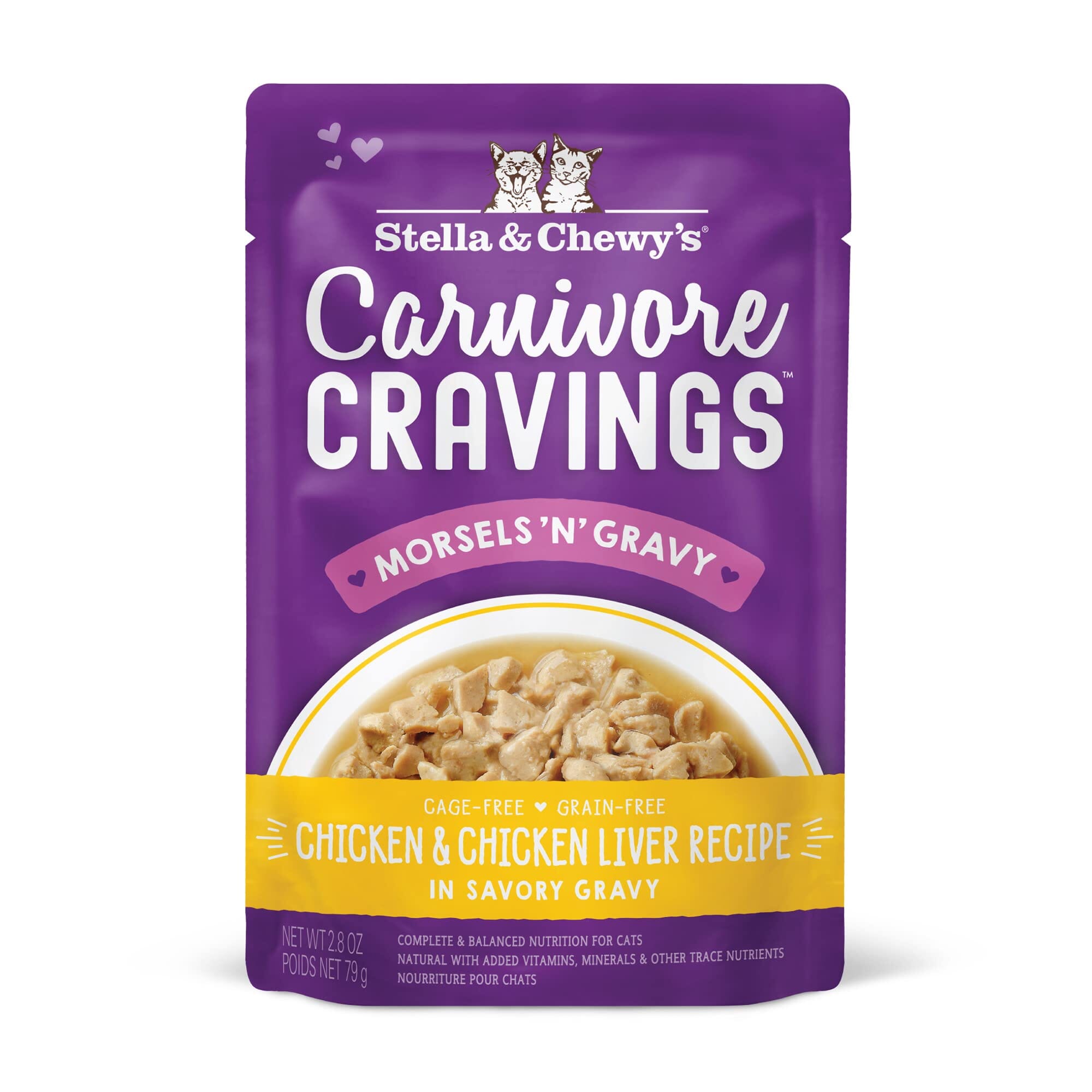 Stella & Chewy's Carnivore Cravings Morsals N' Gravy Chicken and Liver  Wet Cat Food Pouch - 2.8 Oz - Case of 24