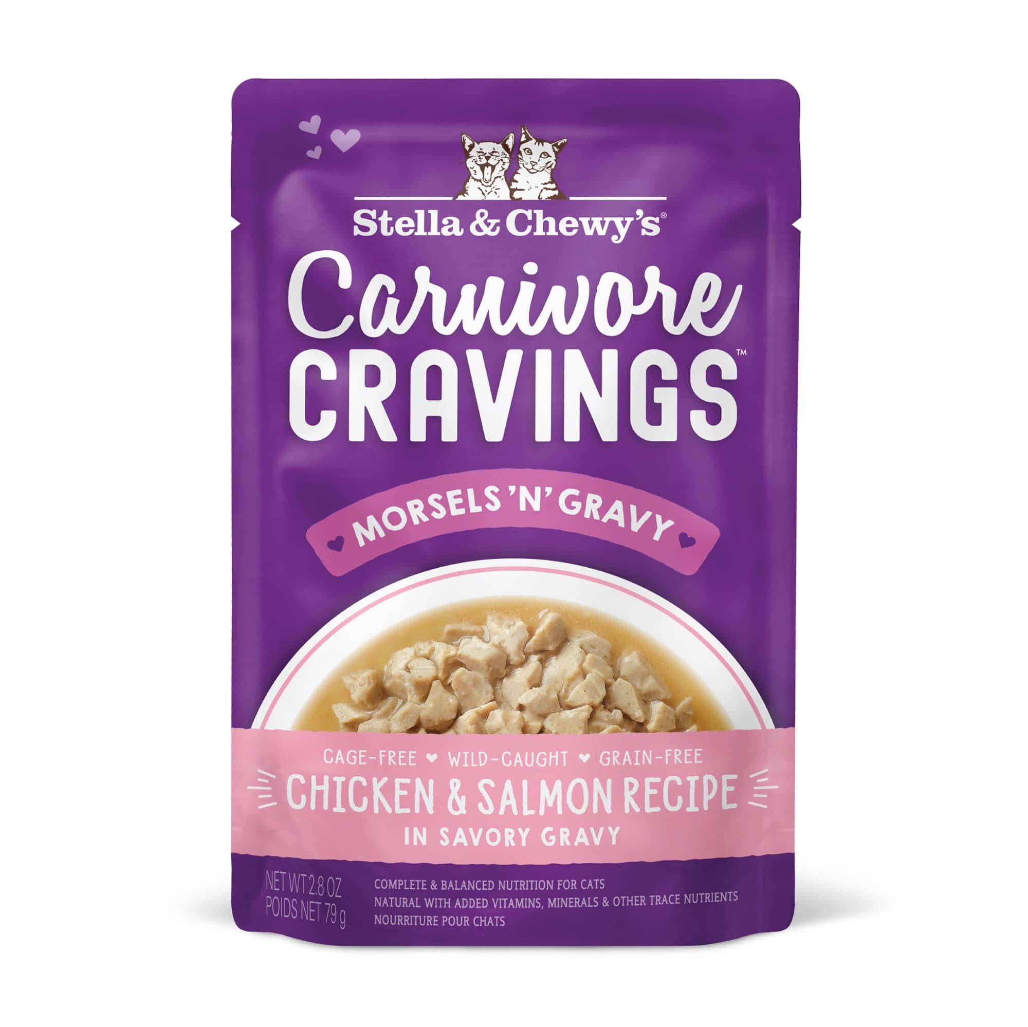 Stella & Chewy's Carnivore Cravings Morsals N' Gravy Chicken and Salmon Wet Cat Food Pouch - 2.8 Oz - Case of 24
