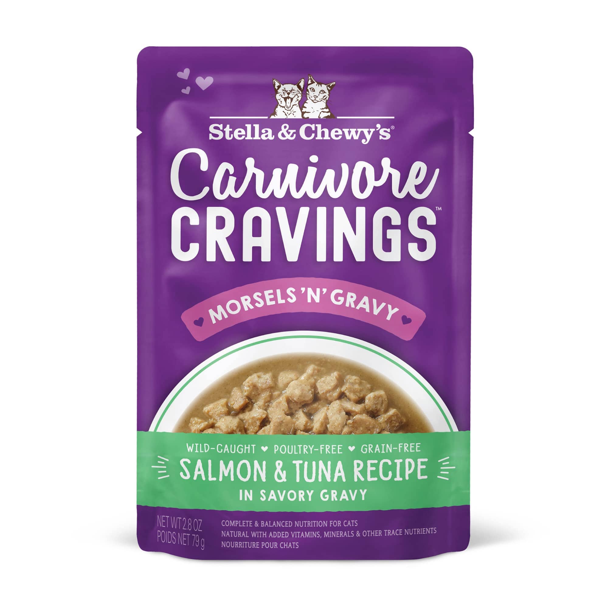 Stella & Chewy's Carnivore Cravings Morsals N' Gravy Salmon and Tuna Wet Cat Food Pouch - 2.8 Oz - Case of 24