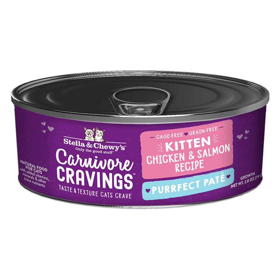 Stella & Chewy's Carnivore Cravings Purrfect Pate Grain-Free Kitten Chicken and Salmon Canned Cat Food - Case of 24