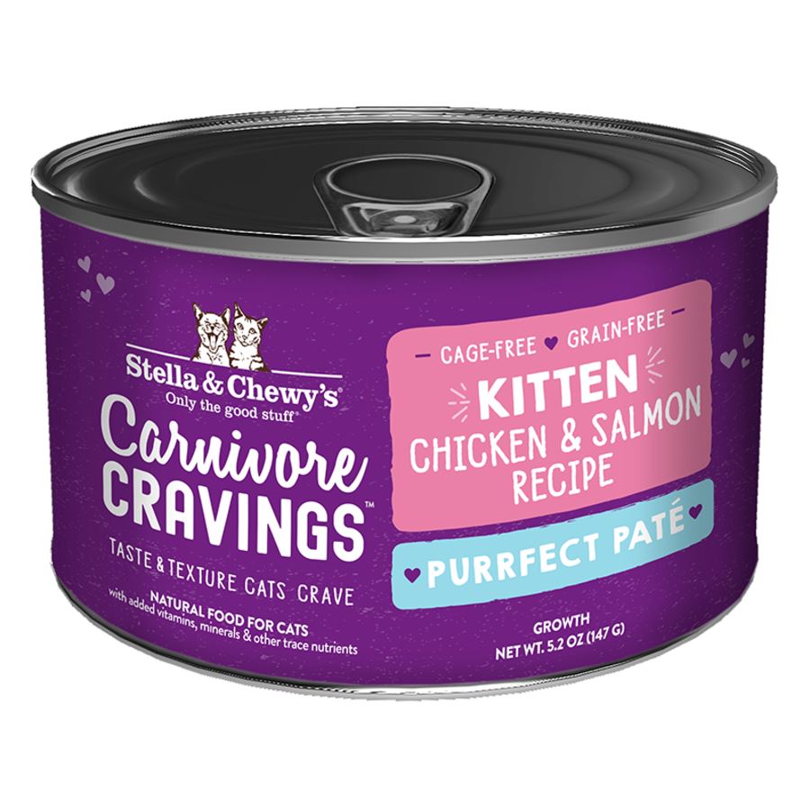 Stella & Chewy's Carnivore Cravings Purrfect Pate Grain-Free Kitten Chicken and Salmon Canned Cat Food - Case of 24