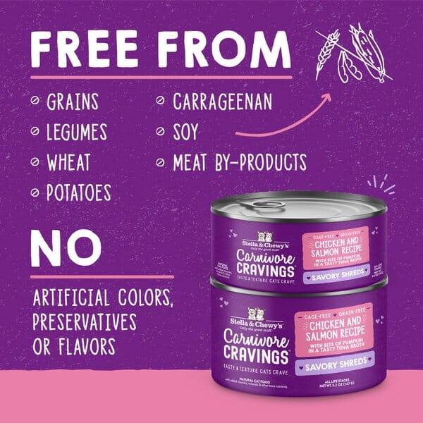 Stella & Chewy's Carnivore Cravings Shredded Chicken Salmon Canned Cat Food - 5.2 Oz - Case of 24