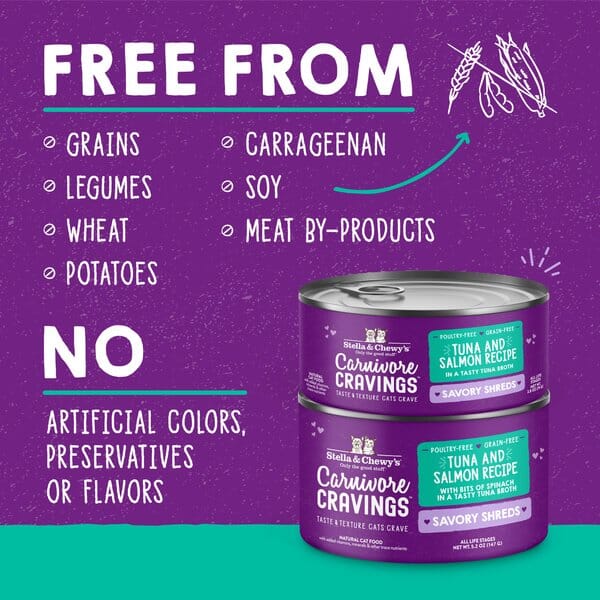 Stella & Chewy's Carnivore Cravings Shredded Tuna Salmon Canned Cat Food - 2.8 Oz - Case of 24