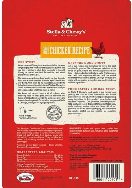Stella & Chewy's Carnivore Crunchy Chicken Freeze Dried Dog Treats - 3.25 Oz