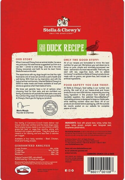 Stella & Chewy's Carnivore Crunchy Duck Freeze Dried Dog Treats - 3.25 Oz