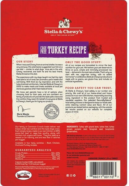 Stella & Chewy's Carnivore Crunchy Turkey Freeze Dried Dog Treats - 3.25 Oz