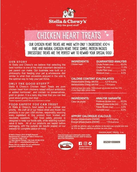 Stella & Chewy's Chicken HRTS Freeze Dried Dog Treats - 3 Oz