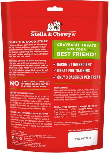 Stella & Chewy's Cravin' Bacon Bites Duck Chewy Dog Treats - 8.25 Oz