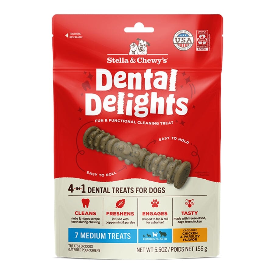 Stella & Chewy's Dental Delights Chicken Freeze-Dried Dental Dog Treats - Dogs 26-50 Lbs - Medium