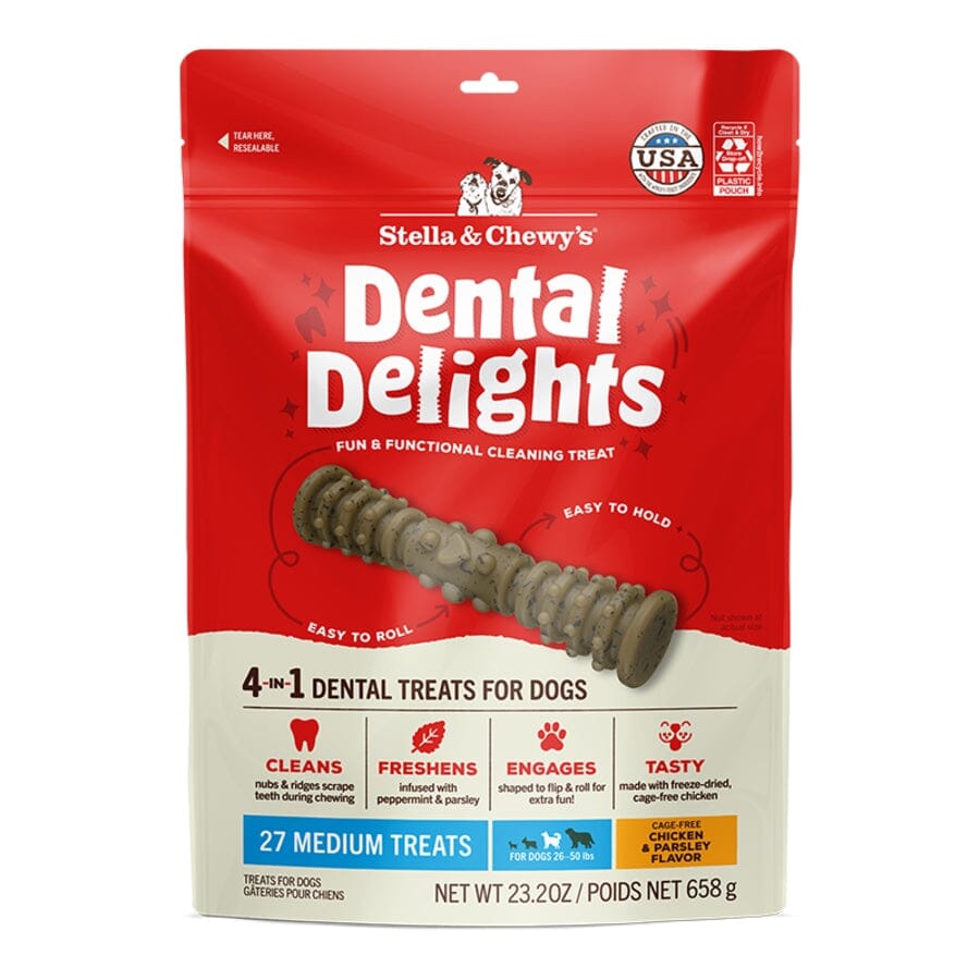 Stella & Chewy's Dental Delights Chicken Freeze-Dried Dental Dog Treats - Dogs 26-50 Lbs - Medium