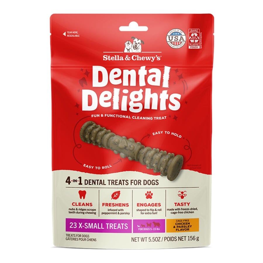Stella & Chewy's Dental Delights Chicken Freeze-Dried Dental Dog Treats - Dogs 5-15 Lbs - X-Small