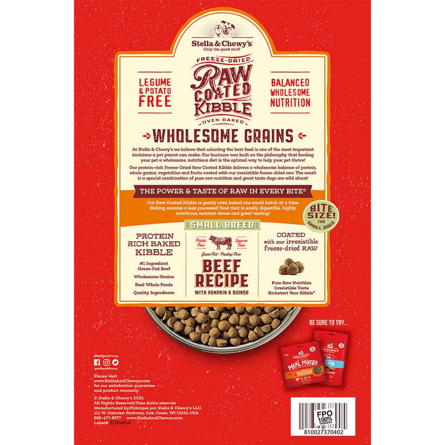 Stella & Chewy's Raw Coated Small Breed Wholesome Beef Dry Dog Food - 10 lbs
