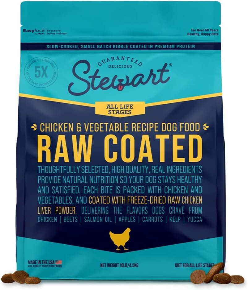 Stewart Raw Coated Small-Batch Chicken and Vegetable Freeze-Dried Raw Coated Dry Dog Food 10 Pounds