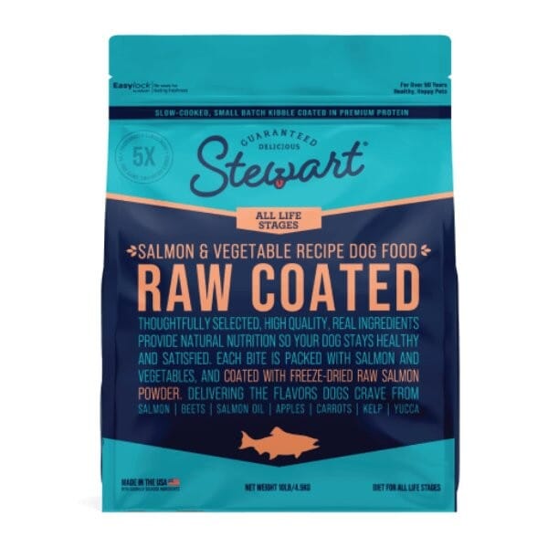 Stewart Raw Coated Small-Batch Salmon and Vegetable Freeze-Dried Raw Coated Dry Dog Food 10 Pounds