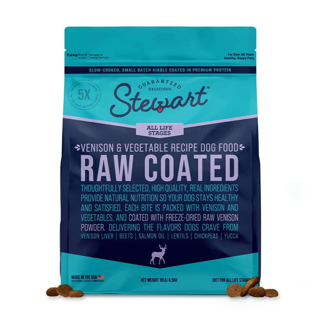 Stewart Raw Coated Small-Batch Venison and Vegetable Freeze-Dried Raw Coated Dry Dog Food 10 Pounds