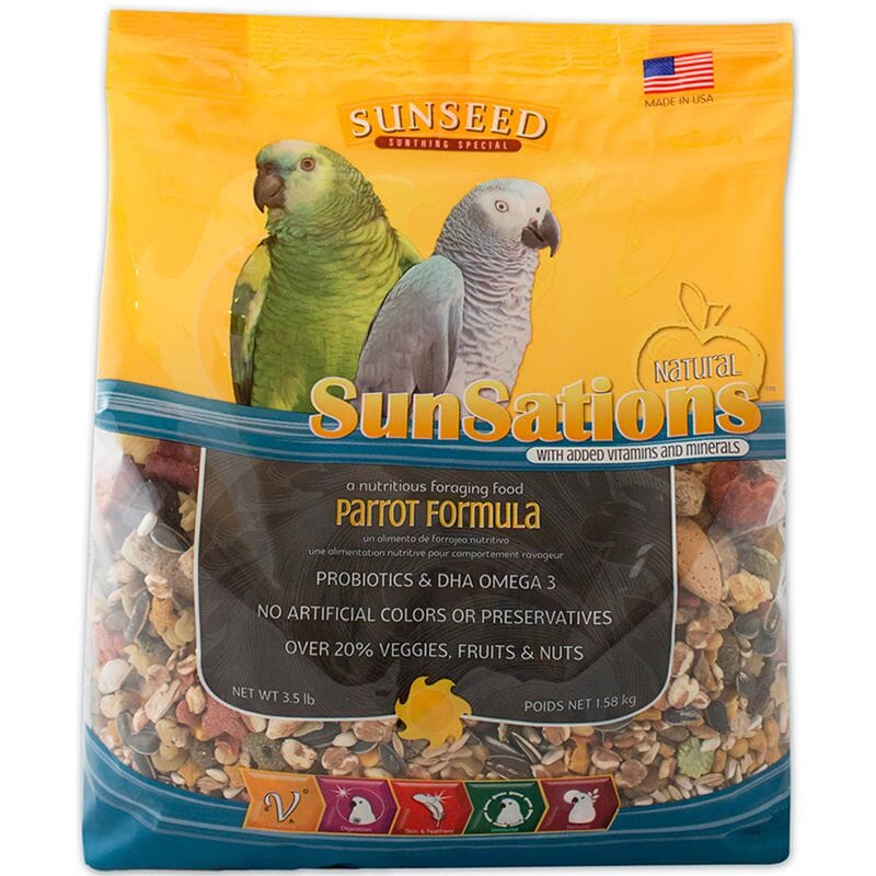 Sunseed SunSations Natural Parrot Formula with Probiotics and Omega-3 Bird Food - 3.5 Lbs Default Title