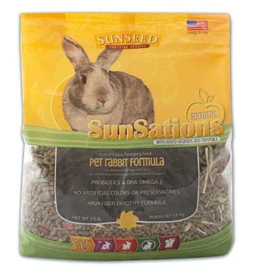 Sunseed SunSations Natural Rabbit Formula with Probiotics and Omega-3 Small Animal Food - 3.5 Lbs Default Title