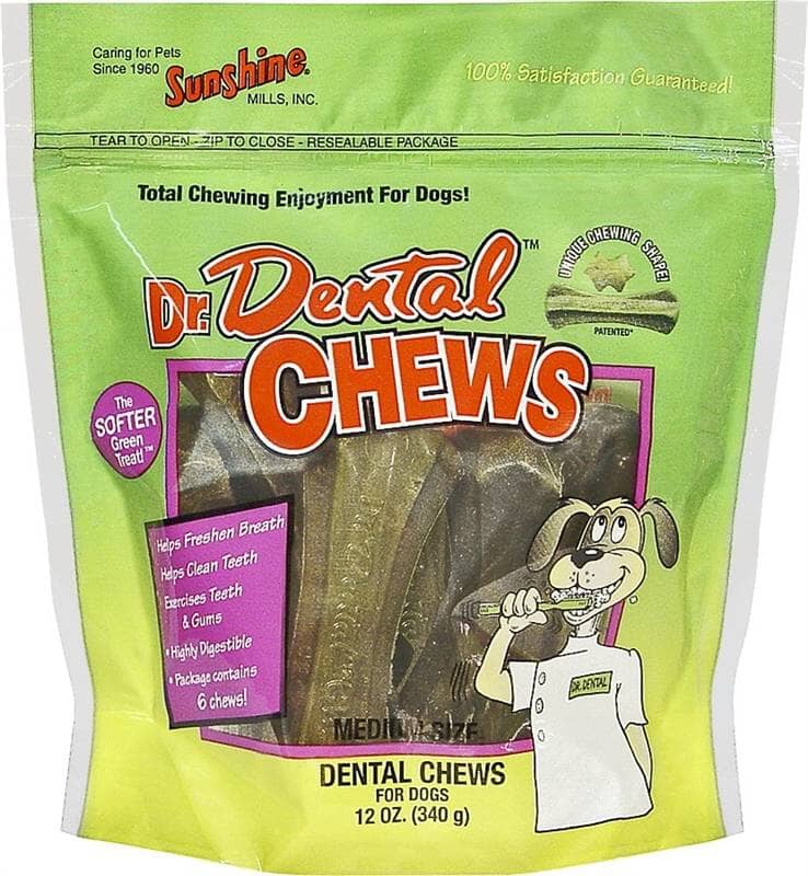 Sunshine Mills Dr. Dental Chews Natural Dog Treats - 12 oz - Case of 6