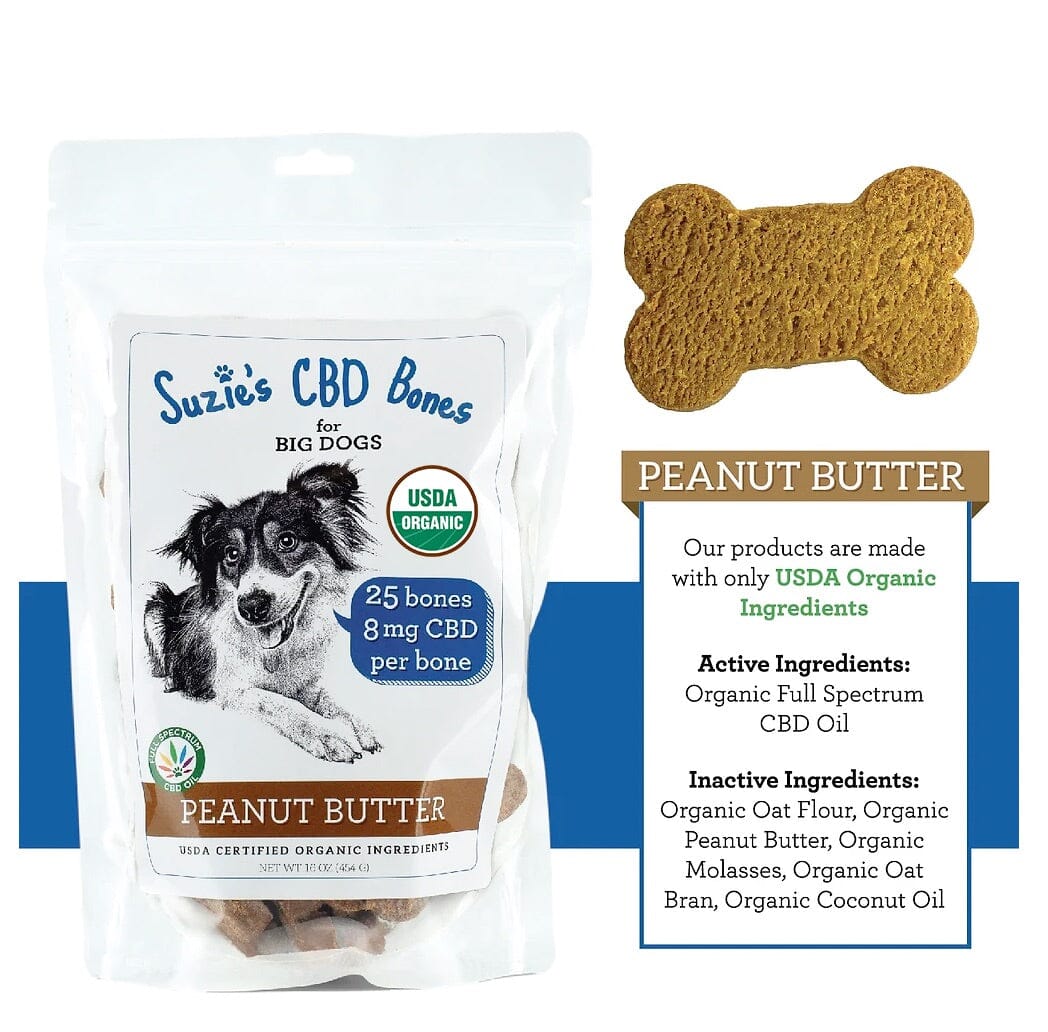 Suzie's CBD Treats CBD Bones for Big Dogs Peanut Butter - 16 Oz - 25 Count