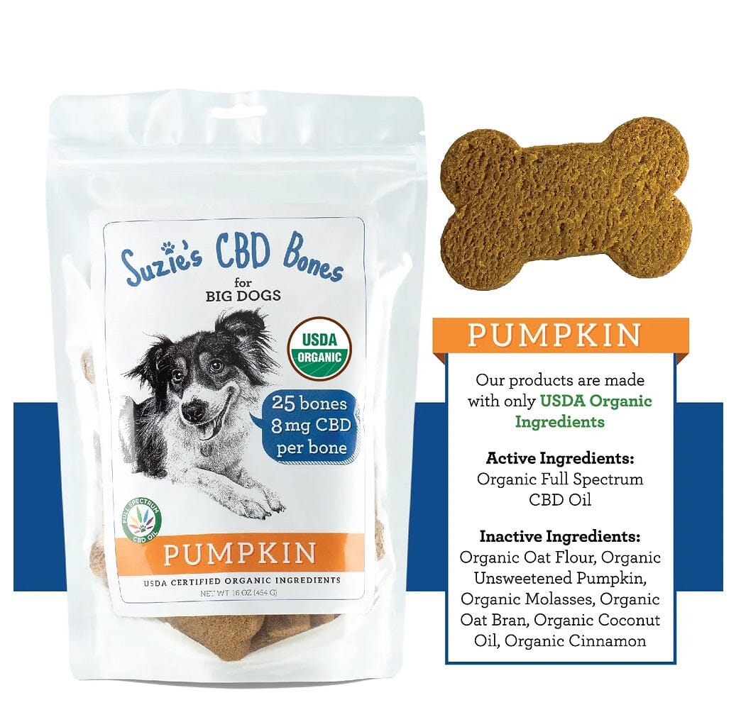 Suzie's CBD Treats CBD Bones for Big Dogs Pumpkin - 16 Oz - 25 Count