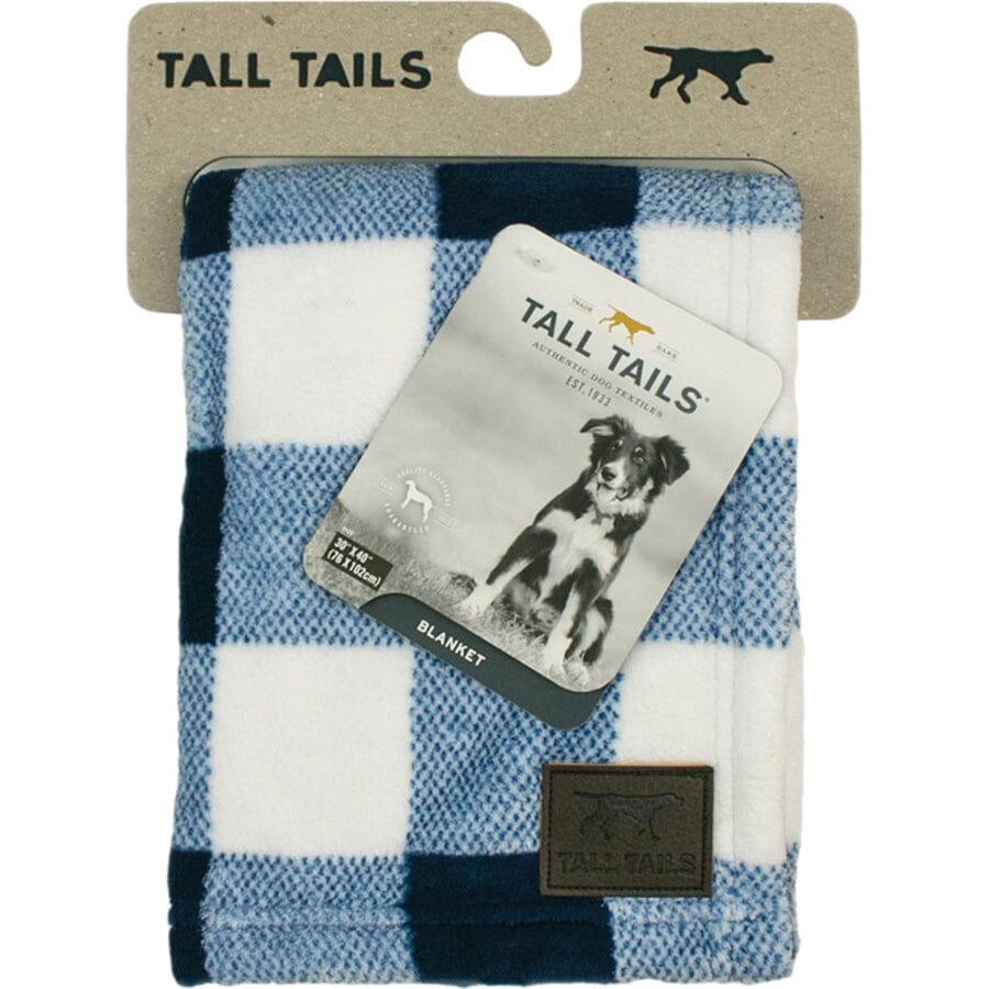 Tall Tails Blanket Navy Plaid Pattern Fleece Dog Blanket - Large - L:40 X W:30 Inch