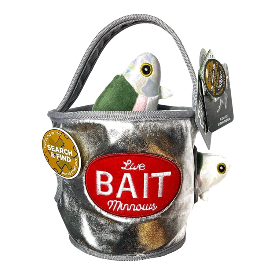 Tall Tails Hide and Seek Bait Bucket Squeak Crinkle Plush Interactive Dog Toy - 9 Inches