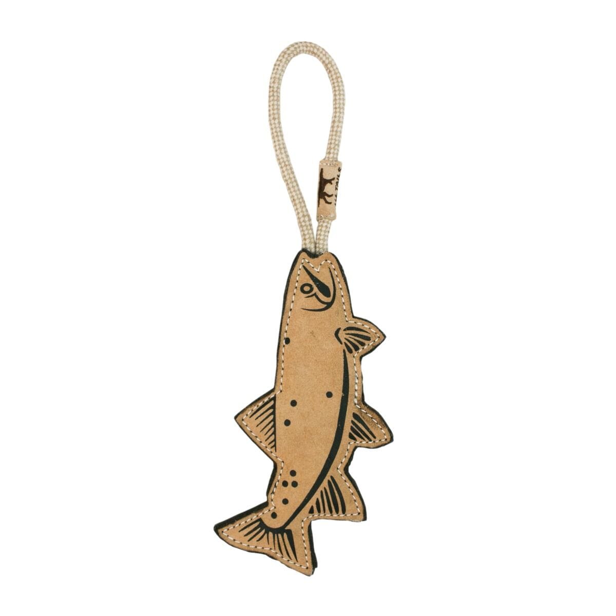 Tall Tails Leather and Rope Tug Go Fish Dog Toy - 13 Inch