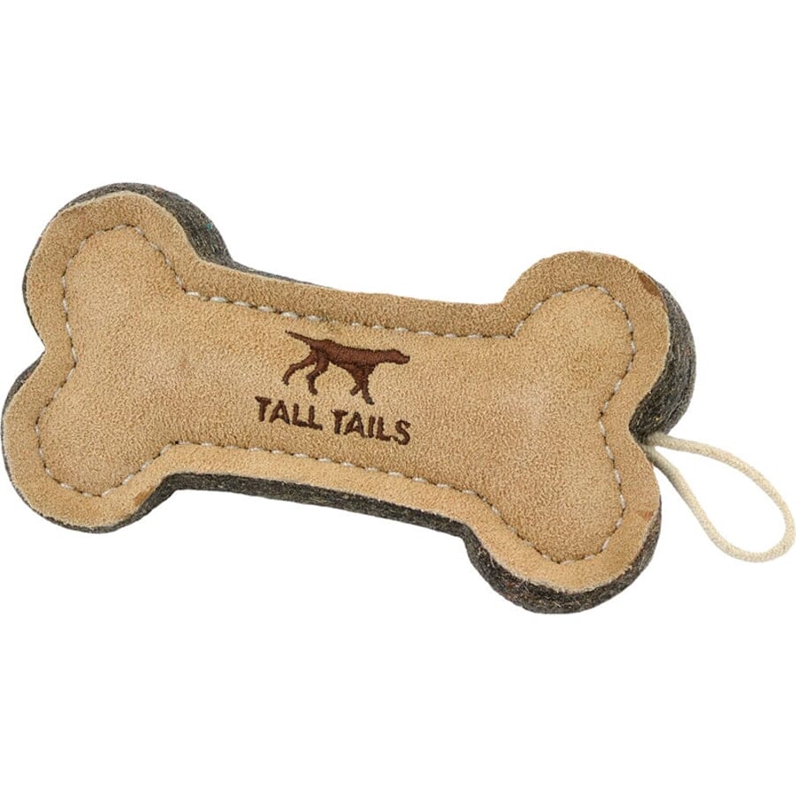 Tall Tails Natural Leather Bone Fetch and Chew Dog Toy - 6 Inch