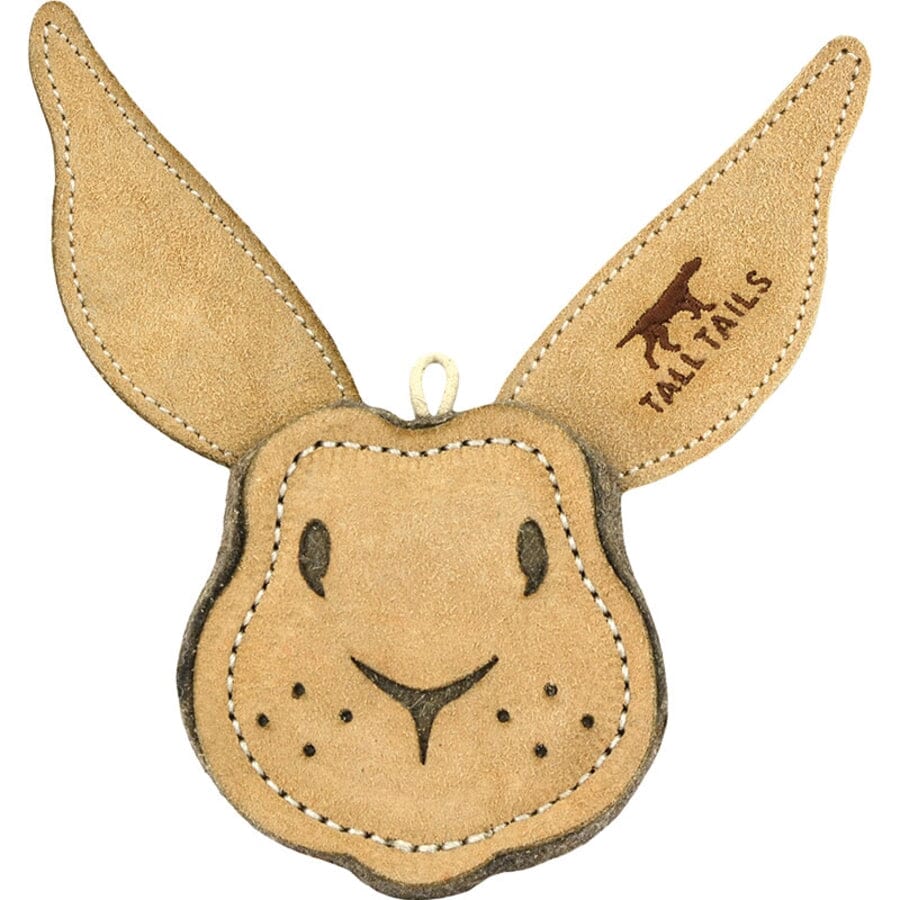 Tall Tails Natural Leather Scrappy Critter Rabbit Chew and Fetch Dog Toy - 4 Inches