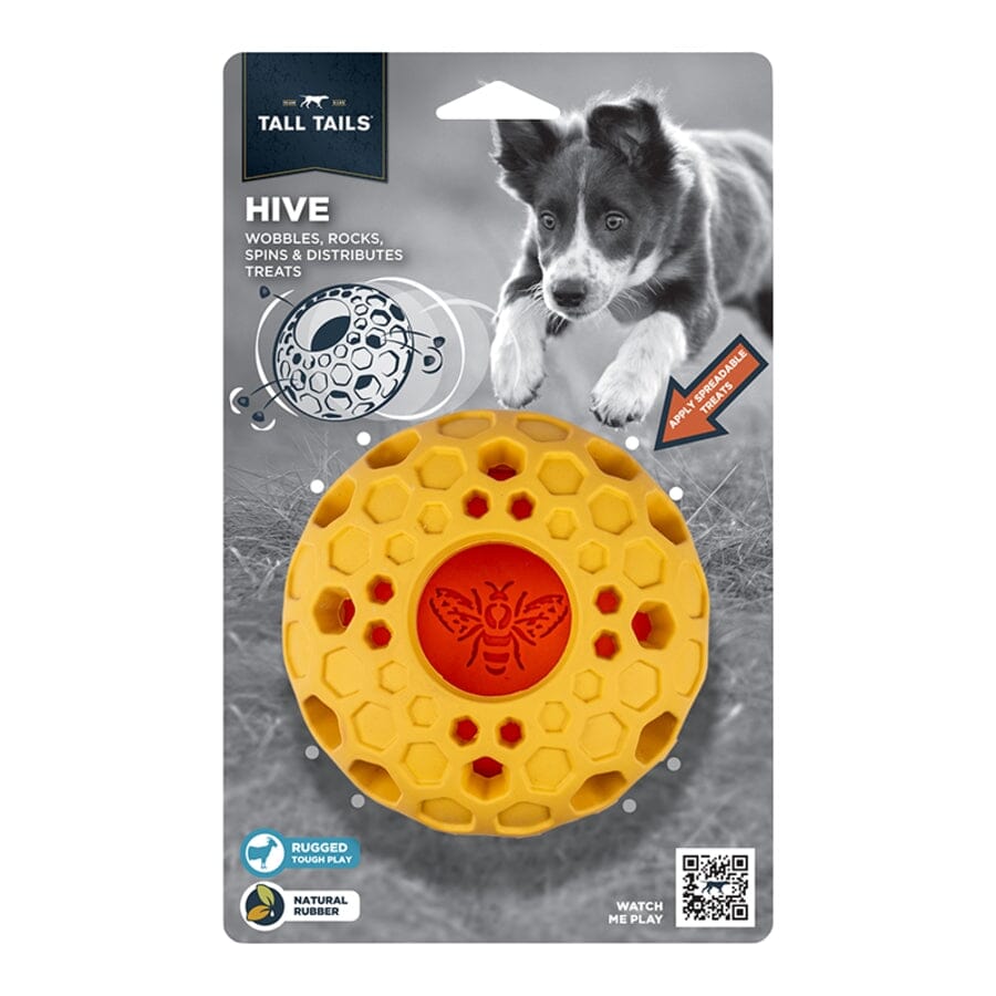 Tall Tails Natural Rubber Reward Bee Hive Treat Filling Dog Toy - 5 Inches