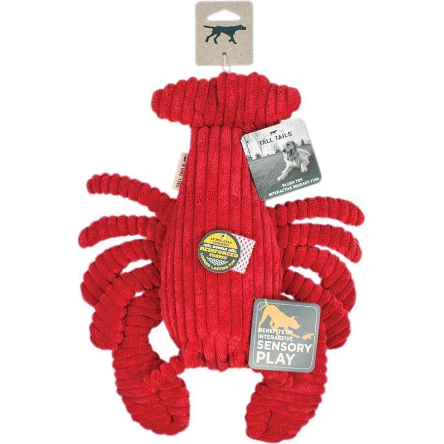 Tall Tails Plush Lobster Water Bottle Inserted Crunch and Squeak Dog Toy - 14 Inches